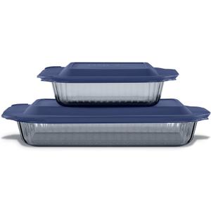 Pyrex Colors (2-Pack, Full Set) Tinted Glass Baking Dish with BPA-Free Lid, Oblong Bakeware Glass Pan For Casserole & Lasagna, Dishwasher, Freezer, Microwave and Pre-Heated Oven Safe, Smoke (9x13, 8x8)