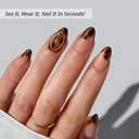 BTArtbox Press On Nails Almond - Amber Hoops, Tortoise Shell Short French Tip Press On Nails with Glue and Adhesive Tabs for Women, Soft Gel Glue On Nails in 16 Sizes - 32 Stick On Nails Kit