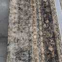 Area Rug 10x14 Washable Brown Vintage Traditional Mat Distressed Indoor Foldable Thin Retro Accent Floral Non Slip Carpet for Living Room Dining Room Office