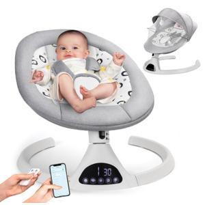 Electric Baby Swings for Infants to Toddler Baby Swing with 5-Speed 3-Seat Positions 5-Point Carabiner, with Bluetooth Music 10-Preset Melodies S0008