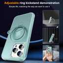 Hocase for iPhone 15 Pro Max Case, with Magnetic Ring Stand [Compatible with MagSafe] [Military Grade Protection] Slim Shockproof Translucent Protective Phone Case - Teal