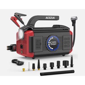 Portable Air Pump ACEZUK 9000A Car Battery Jump Starter Peak Power Bank with Air Compressor Air Blower