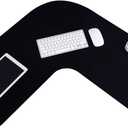 Amylove L Shaped Desk Mat Corner Mouse Pad Waterproof Large Rubber Corner Desk Mat for Office Home L Shaped Curved Keyboard Pad Gaming Setup Computer Protection Supplies, 36.2 Inches(Black)