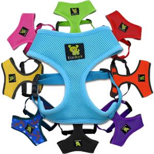 EcoBark Blue Dog Harness - Eco-Friendly Max Comfort Harnesses - Luxurious Soft Mesh Halter - Over The Head Harness Vest- No Pull and No Choke, Small