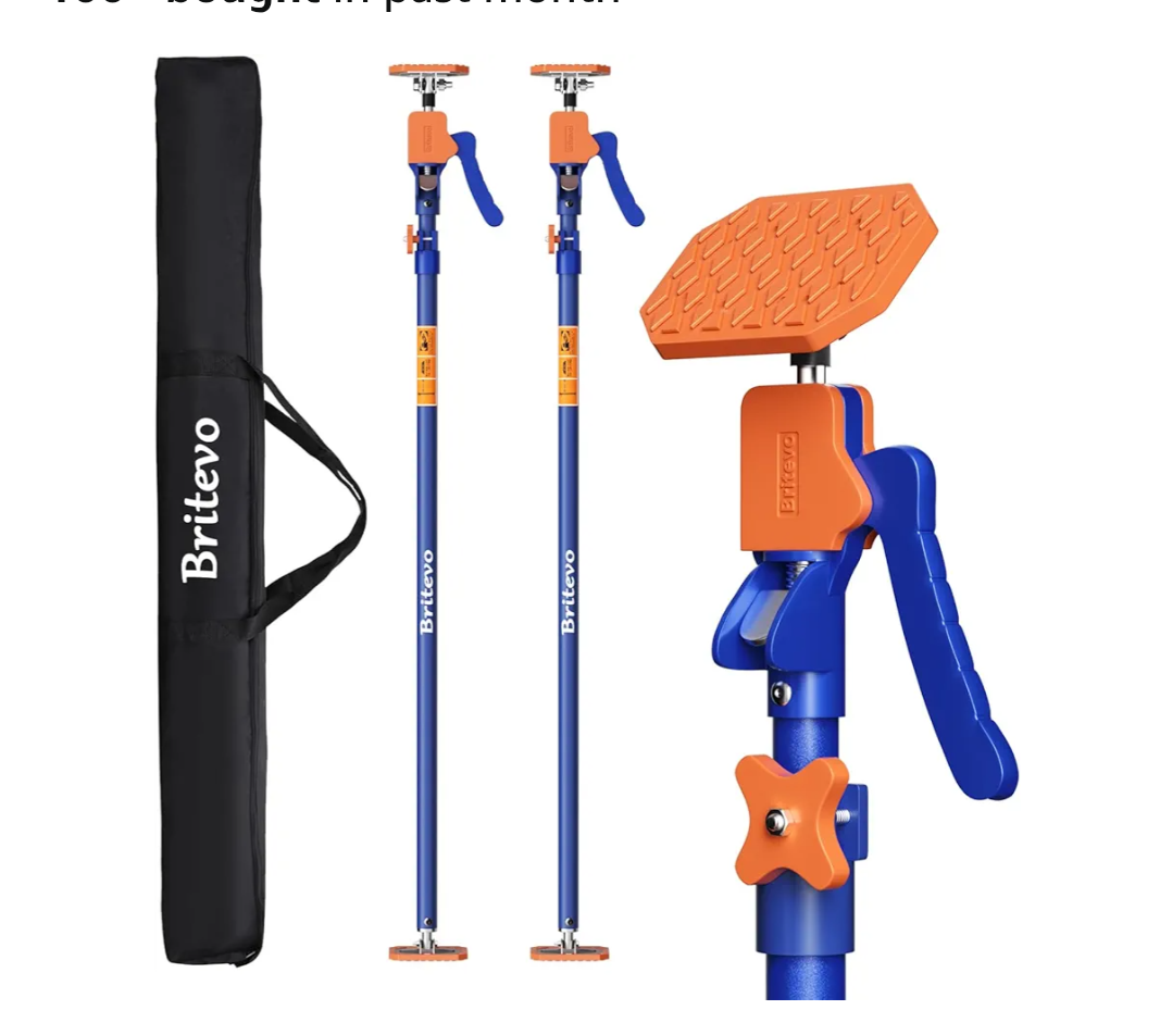 2PK Adjustable Telescopic Support Pole, 54-115 inch Cabinet Jack, Heavy Duty 3rd Hand Support System, 154lbs Load-Bearing for Drywall Lift, Dust Barrier, Cargo Bar