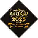 Retirement Party Decoration for Men Women - Retired 2025 ! Happy Retirement Decorations Cocktail Napkins Black 52 Pack,4.9"x 4.9" Folded, Not My Problem Anymore.