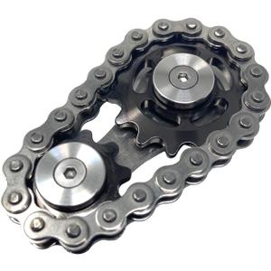 Bike Chain Gear Fidget Spinner, Double Gears Figity Spin Finger Stainless Steel, Figit Toy for Adults Kids SS Material Golden (Black Gun Metal)