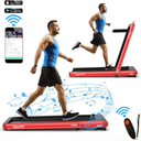 SuperFit 4.75HP 2 In 1 Folding Treadmill W/Remote APP Control Red