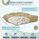 downluxe Outdoor Chair Cushions Set of 2 for Patio Furniture, Waterproof Tufted Overstuffed Patio Furniture Cushions, Memory Foam Outdoor Seat Cushion, 19" X 19" X 5", Khaki, 2 Count