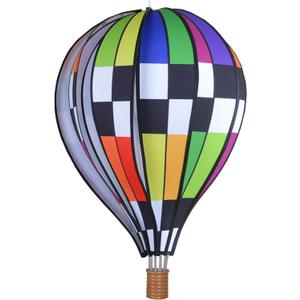 Hot Air Balloon Hanging Garden Spinner 22" - Vibrant Checkered Rainbow Design, Weather-Resistant Outdoor Decor, Durable & Lightweight for Patios, Yards, and Gardens - Eye-Catching Wind Spinner