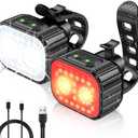 Bike Lights, Rechargeable Bicycle Lights Set Super Bright 8+12 Modes, IPX6 Waterproof Bike Lights for Night Riding/Cycling Safety, Front and Back Taillight Reflectors, 58 Hrs Long Battery Life
