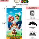 Franco Super Mario "Official Nintendo" Kids Super Soft Cotton Bath/Pool/Beach Towel, 58 in x 28 in