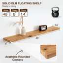 Dreamland 48" Solid Elm Wood Floating Shelves, 8" Deep Wall Shelves for Home Decor, Floating Shelf with Invisible Bracket, Heavy-Duty Display Shelf - for Living Room, Kitchen, Bathroom, Set of 1
