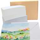 Watercolor Paper 140lb/300gsm, 100 Sheets Watercolor Cards with Envelopes, 4x6 Inch Water Color Postcards, Cotton Cold Press Non-Folded Thank You Card, Travel Watercolors Heavyweight White Art Paper