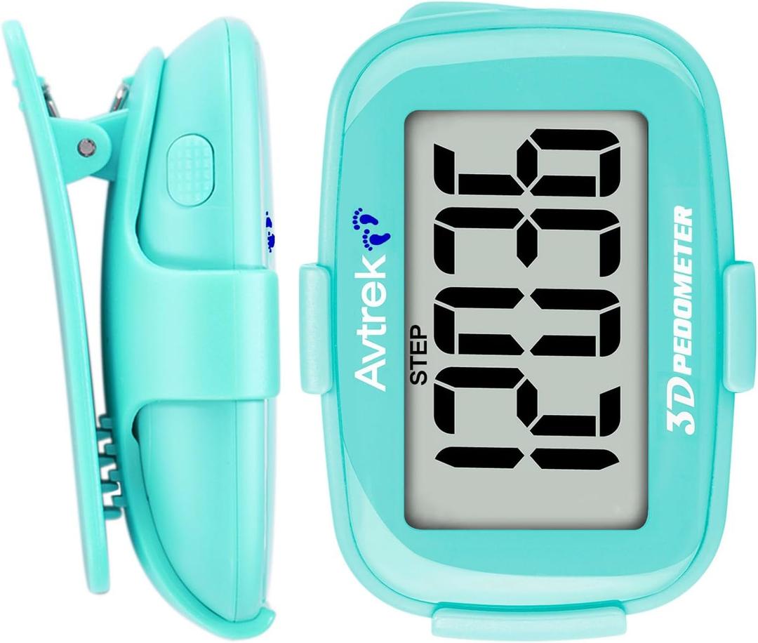 AVTREK 3D Step Counter Clip On with LED Backlight Pocket Pedometer for Walking Outdoor Activities Fitness Tracker Without Smartphone (green)