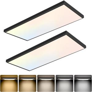 GT-Lite 2 Pack 2'x4' 5500 Lumen LED Flat Panel, Black Trim Flush Mount and Drop Ceiling,5 CCT, 3 Level Dim,CRI 90 for Home and Office
