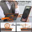 for Samsung Galaxy S25 Ultra Case with 360Spin Magnetic Stand-Finger Strap, [Fit for MagSafe] [Mil-Grade Protection] Non-Slip Shockproof Ring Holder Matte S25 Ultra Phone Case (Orange)