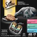 Sheba Perfect Portions Wet Cat Food Cuts in Gravy Variety Pack, with Sustainable Salmon, with Sustainable Tuna, and Delicate Whitefish & Tuna Entree, 2.6 oz. Twin-Pack Trays (24 Count, 48 Servings), Best By: 02/2027