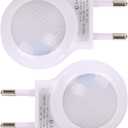 EU 2-pin Plug - Portable Plug-in 0.7W Travel LED Night Light with USB Wall Charger - 2 Pack of White