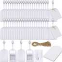 Amylove 48 Sets Leather Luggage Tags Bulk Wedding Favors Luggage Tags for Guests Bridal Gifts Wedding Bridal Shower Gift PU Leather with Name ID Card Tag for Guests (White)
