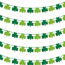St Patricks Day Decorations  5 Pack Shamrock Clover Garland Banner  NO DIY Felt Hanging Banner for Home, Mantel, Office, Irish Party Supplies, Wall Fireplace Decor