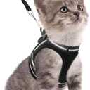 rabbitgoo Cat Harness and Leash Set for Walking Escape Proof, Adjustable Soft Kittens Vest with Reflective Strip for Cats, Comfortable Outdoor Vest, Black, Small