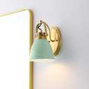 JONATHAN Y JYL1114D Phineas 7" 1-Light Adjustable Farmhouse Bohemian Iron LED Vanity Light, Mint Green/Brass Gold for Bedroom, Living Room, Kitchen, Home Office, Kids Room