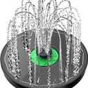 Solar Fountain Full Glass Panel No Battery, 3.5W Solar Bird Bath Fountains with 4 Fixed Rods & 7 Nozzles, Solar Fountain Pump for Bird Bath, Garden, Pond, Pool, Patio -Black Panel