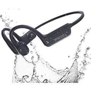 IFECCO Waterproof Bone Conduction Headphones - Bluetooth 5.4, IP68 Waterproof, Open Ear Earbuds for Swimming, Cycling, Running