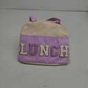 Lunch Bag for Women Insulated For Men PU leather Small Office Work lunch with Chenille Letters Leakproof Freezable Cooler Reusable Portable Box (White)