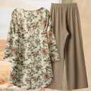Womens Sets 2 Piece Short Sleeve Lounge Set Printed Loose Pants Sets Set. 0XL Size