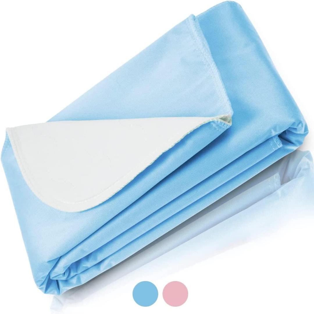Vive Washable, Waterproof Bed Pad for Incontinence (34" x 36") - Reusable Incontinence Mattress Protector for Adults & Elderly - Bed Wetting Protection Mattress Pad - Underpad Bedwetting Sheet (Blue)