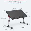 Laptop Desk Table, SAIJI Adjustable Laptop Stand, Portable Lap Desks with Foldable Legs, Notebook Standing Breakfast Tray Reading Desk for Sofa Couch Bed Floor (Black,Medium Size)