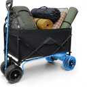 Electric Camping Wagon 350LBS Capacity, 300L Large Foldable Utility Cart with Dual Batteries, All Terrain Off-Road Motorized Hauler for Beach Camping Outdoor Travel Black