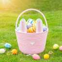 CubesLand Easter Baskets for Kids - 2-Piece Empty Bunny Buckets Set with Handle, Soft & Sturdy Easter Egg Hunt Basket Bags (9.8x7.8x7.8 Inch) - Perfect Easter Gifts for Girls, Boys & Toddlers