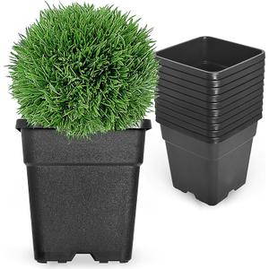 10-Pack 2 Gallon Square Planter Nursery Pots, Flower Plant Container Injection Molded Plastic Nursery Pots Gardening Pots for Indoor Outdoor Vegetables, Succulents, Black