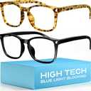 livho High Tech Blue Light Glasses - Advanced Blue Light Blocking Computer Glasses - Screen Fatigue & UV Protection (*B8 Matte Black+tortoise)
