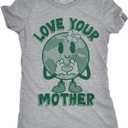 Womens Funny T Shirts Love Your Mother Earth Day Graphic Tee for Ladies (Gray, S)