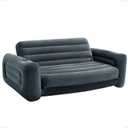 Intex Inflatable Pull-Out Sofa: Velvety Surface, 2-in-1 Valve, Cupholder,  - Blow-Up Couch and Folding Queen Size Air Mattress Bed  80"D x 91"W x 26"H