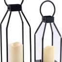 PHOSPHOR Modern Farmhouse Decor Lanterrn Set of 2 Black Metal Candle Holder for Indoor Outdoor Lanterns with Candles for Living Room Fireplace Dining Table Centerpieces Home Kitchen Decor (Black-style 04)