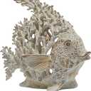 VVGIFTS Beach Coastal Decor Coral Reef Angelfish Home Office Desk Decor Sculpture Statue for Tabletop Shelf Bathroom Decoration Ornament Gift (White)