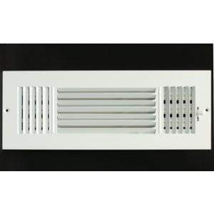 12"w X 4"h 3-Way - Flat Stamped Face Steel Supply Diffuser - Vent Duct Cover - Grille Register - High Airflow - White [Outer Dimensions: 13.75"w X 5.75"h]?