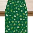2 x XCHI Green Shamrocks St. Patrick's Day Table Runner Table Decoration for Party Home Kitchen Dining Holiday Decor 13x60 Inch