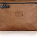Notary Bag with Lock, 13.6 x 10 Inches Heavy Duty Notary Supply Bag for All Journal, Stamp, Embosser, Ink Pad and Valuables Storage Pouch (Brown, L)
