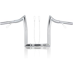 MoKitDora Sportster Dyna 12” Rise Ape Hangers 1.25” Fat 1" Clamp Handlebar Meathook Bars for Harley XL 883/1200,1994-up Road King & 1998-2013 Road Glide, Chrome