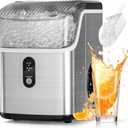 Antarctic Star Nugget Ice Makers Countertop, Pebble Ice Machine with Chewable Pellet Ice, 34Lbs/24H, Self-Cleaning, Sonic Ice, One-Click Operation, for Kitchen,Office Stainless Steel Silver