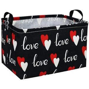 Essme Rectangular Heart Basket Gift Storage Box, Heart Storage Bins Organizer with Handles for Girls Room Decor, Basket, Shelf Basket.(Black love)