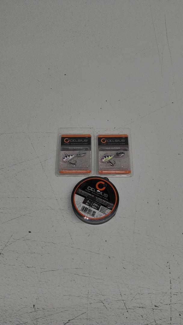 Celsius Fishing Gear, Pack Of 3 (Big Ripper 2 Pcs &Cold Weather Monofilament Fishing Line 1 Pc)