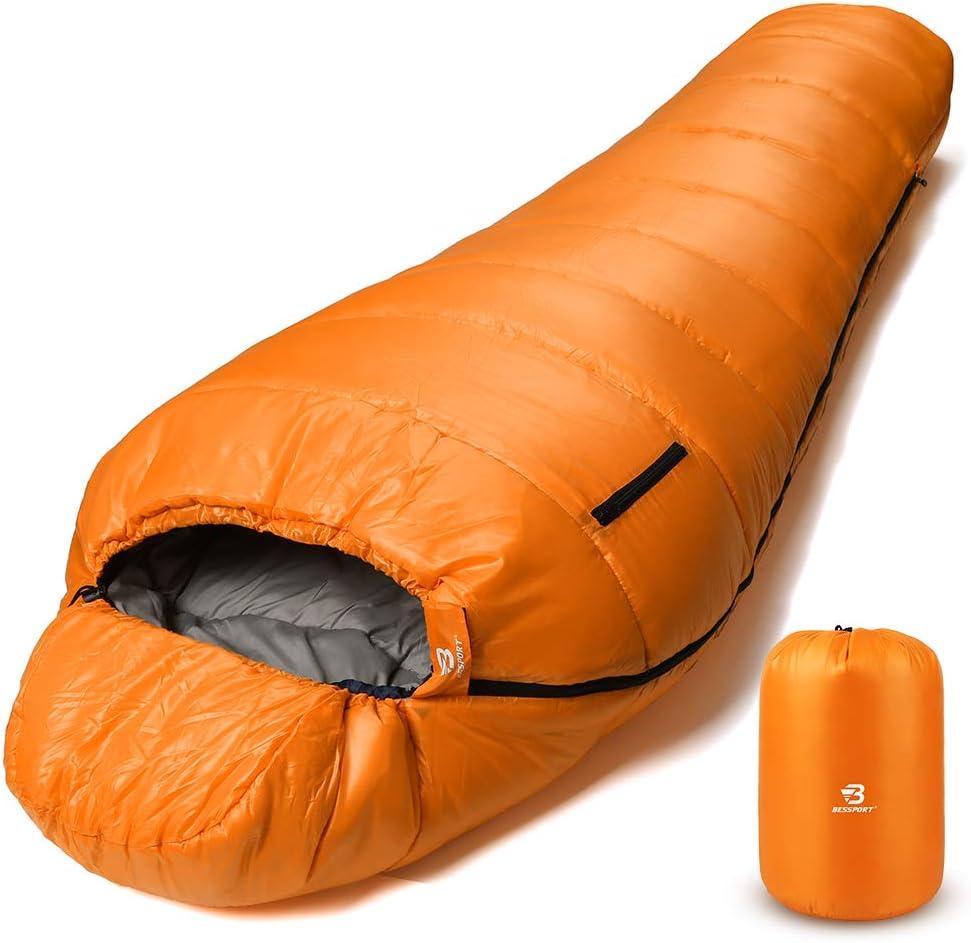 Bessport Mummy Sleeping Bag | 15-45 Extreme 3-4 Season Sleeping Bag for Adults Cold Weather Warm and Washable, for Hiking Traveling & Outdoor Activities