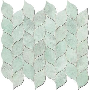 Tilingview 10-Sheet Peel and Stick Backsplash Tile for Kitchen, Self-Adhesive Mosaic Glossy Leaf Stick on Wall Tile with Gaps (Light Green)